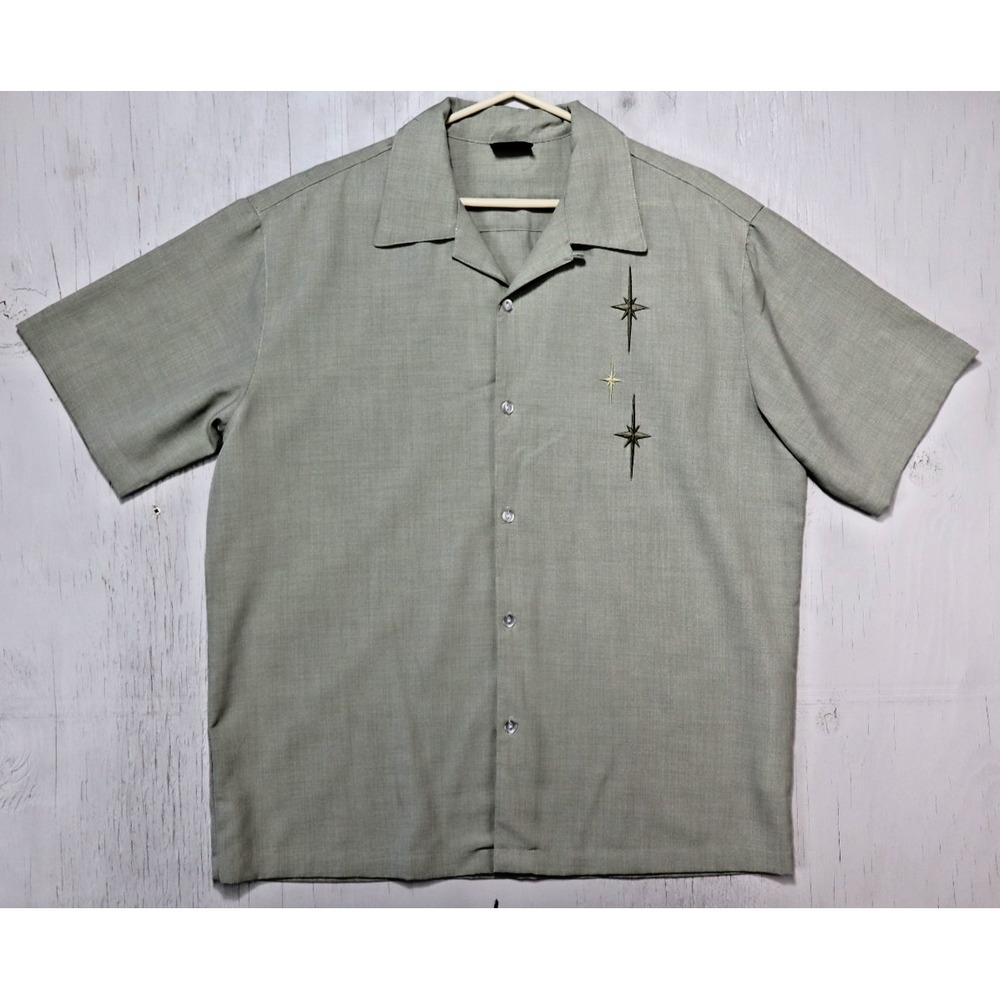 Steady Last Call Button Up Shirt Size XL Atomic Emboidered Bowling Made in USA